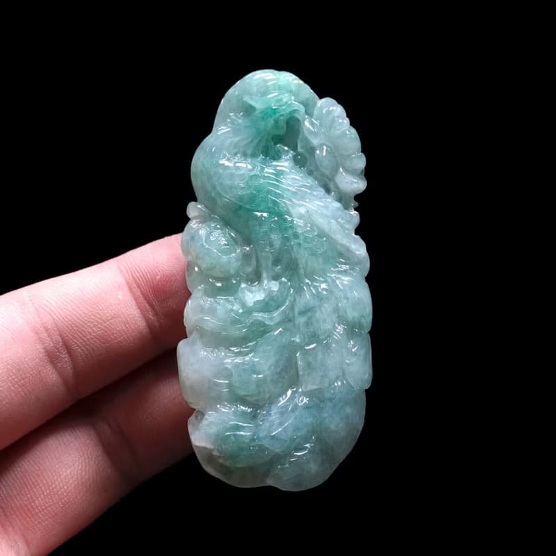冰種飄綠翡翠精雕鳳凰 | 天然緬甸玉翡翠A貨 | 送禮