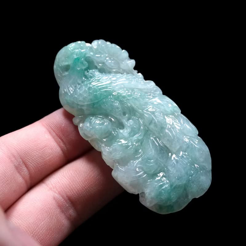 冰種飄綠翡翠精雕鳳凰 | 天然緬甸玉翡翠A貨 | 送禮