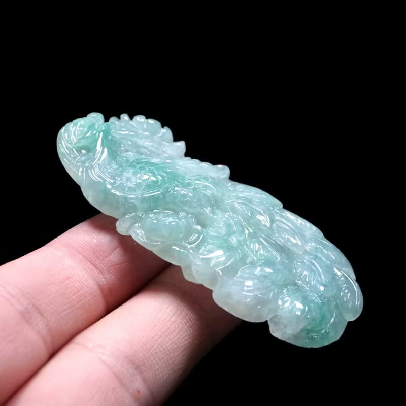 冰種飄綠翡翠精雕鳳凰 | 天然緬甸玉翡翠A貨 | 送禮