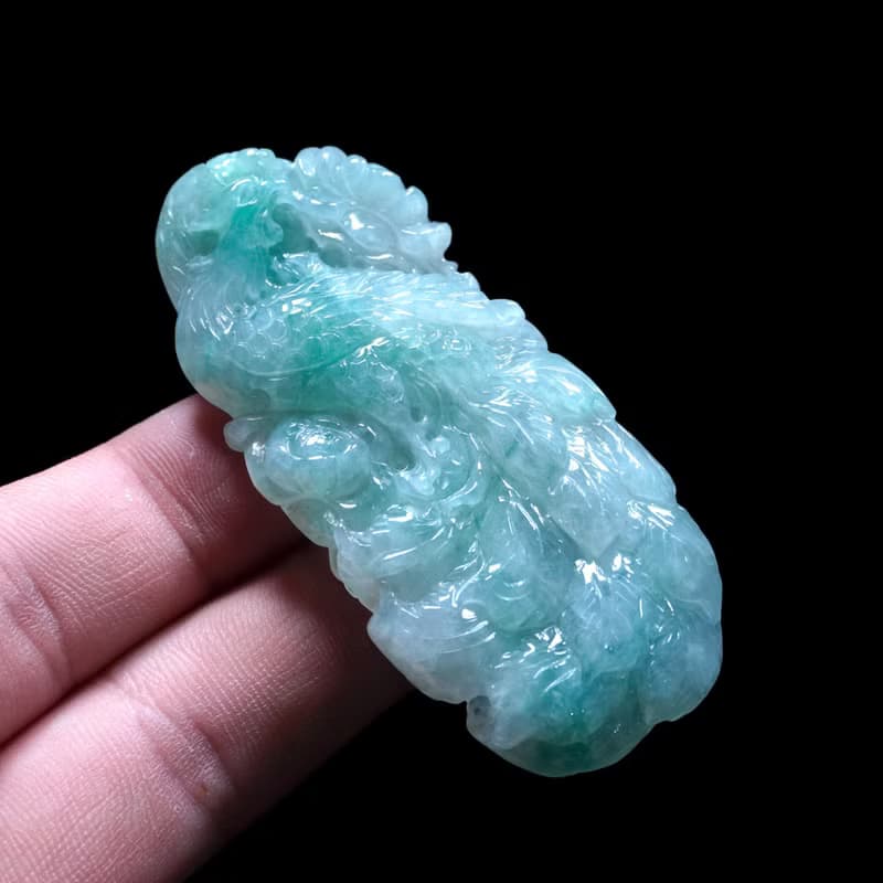 冰種飄綠翡翠精雕鳳凰 | 天然緬甸玉翡翠A貨 | 送禮