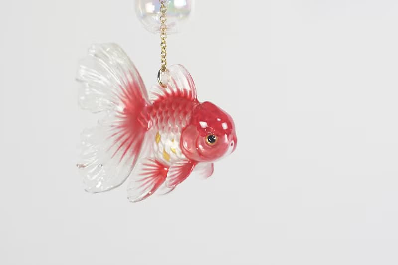 櫻花粉金魚靈動耳環耳夾 原創設計 粉色浪漫櫻花祭創意飾品