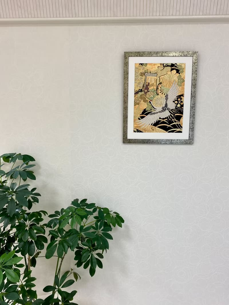 きものアート002　金彩御所鶴　金糸　着物　和モダンインテリア　縁起物 made in japan