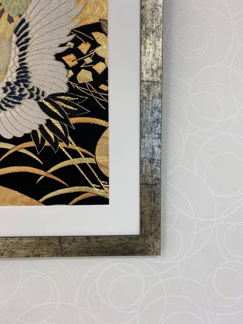きものアート002　金彩御所鶴　金糸　着物　和モダンインテリア　縁起物 made in japan