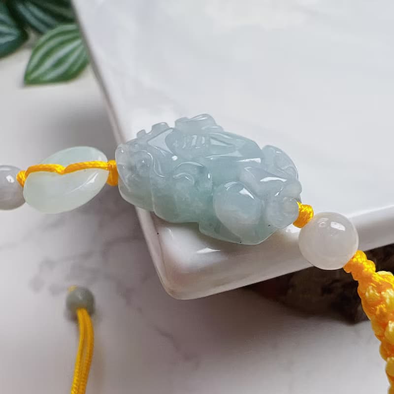 【招財神獸】冰糯綠翡翠貔貅編織手鍊 |天然緬甸玉翡翠A貨 |送禮