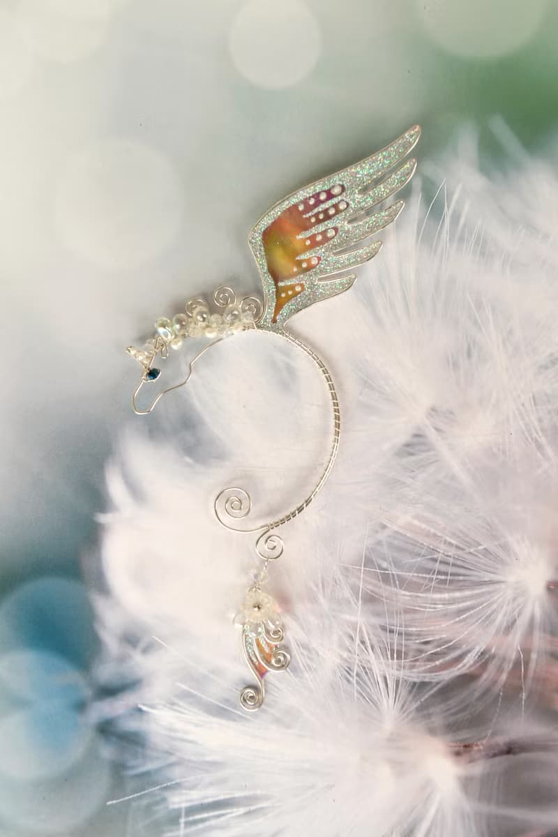 Unicorn ear cuff no piercing, Pegasus earring