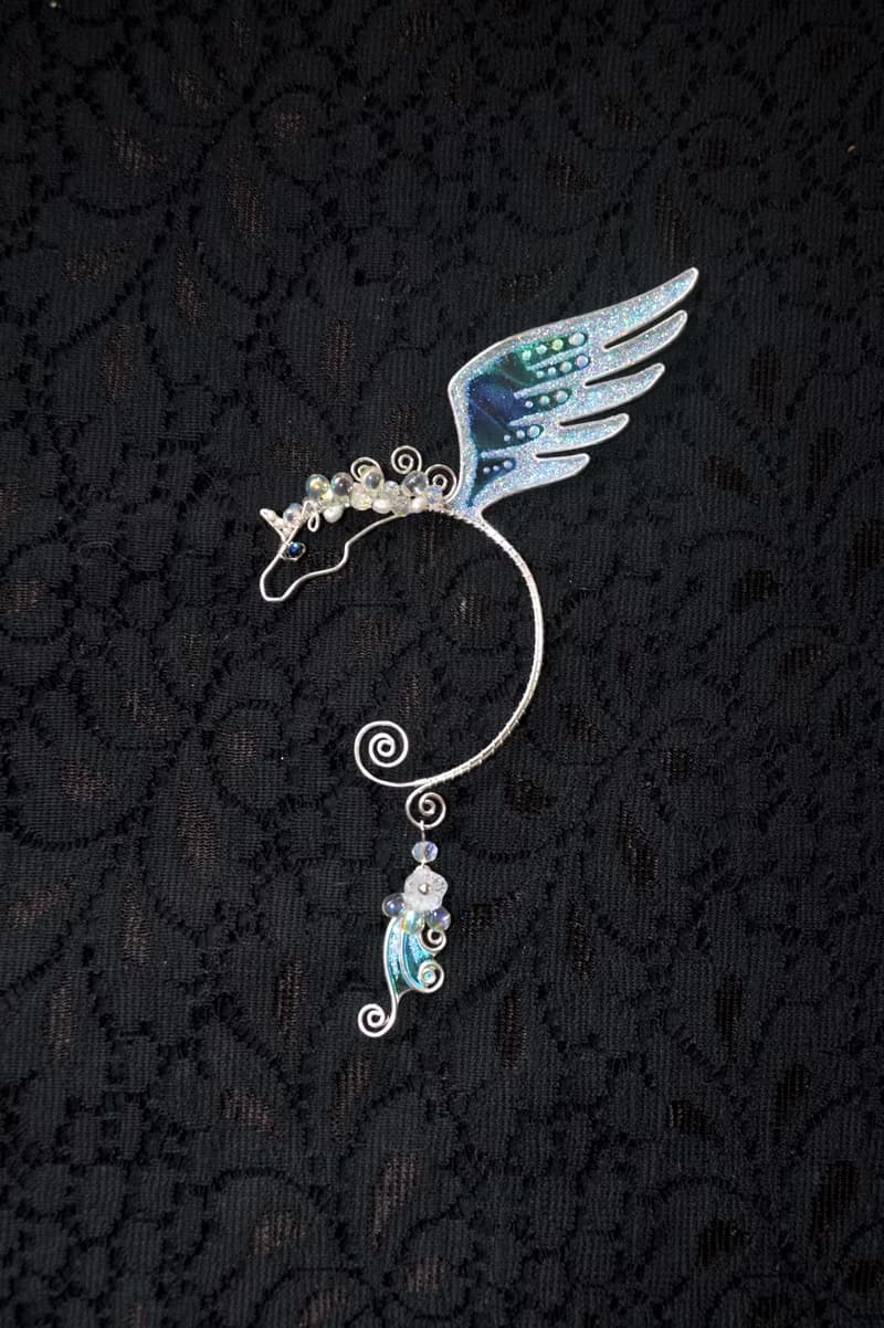 Unicorn ear cuff no piercing, Pegasus earring