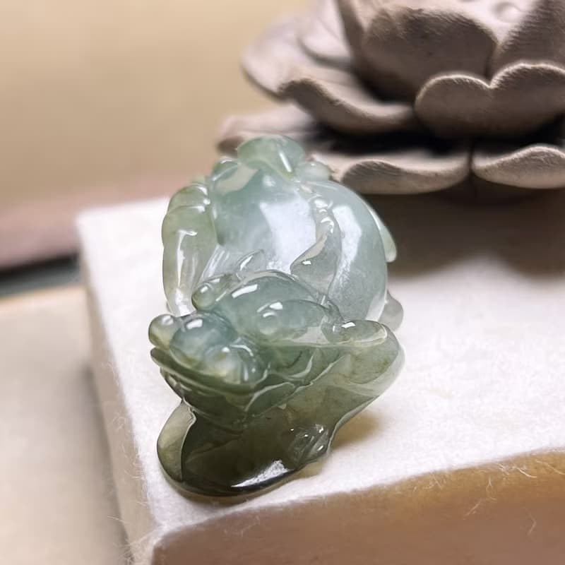 【招財神獸】冰種飄花翡翠貔貅 | 天然緬甸玉翡翠A貨 | 送禮