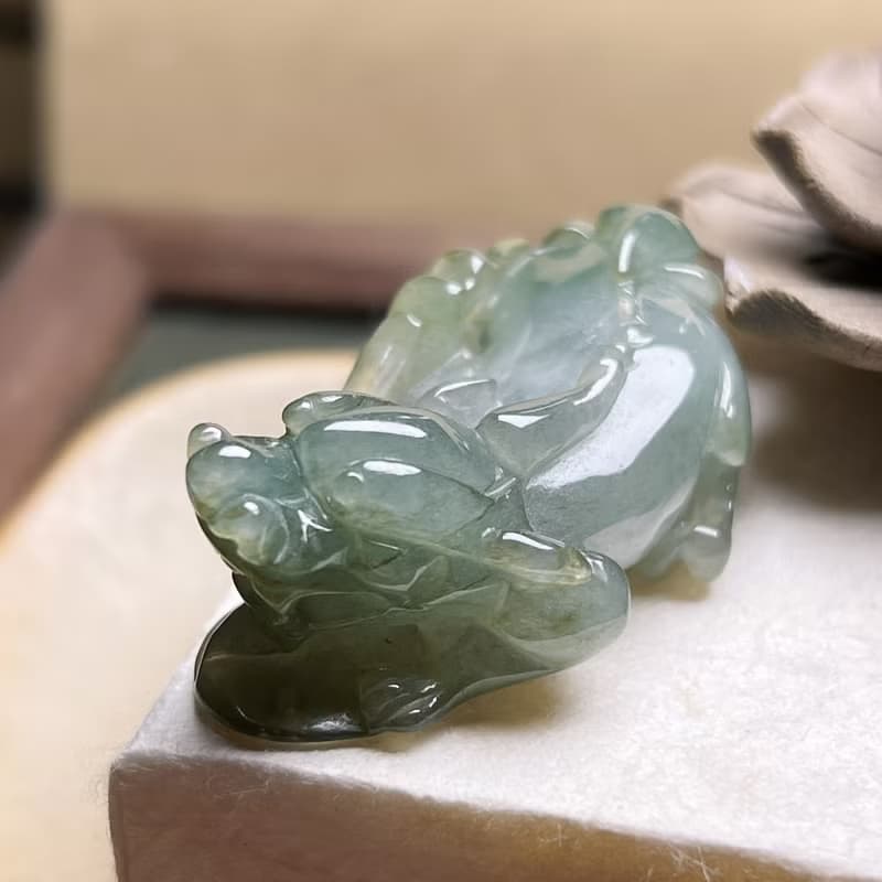 【招財神獸】冰種飄花翡翠貔貅 | 天然緬甸玉翡翠A貨 | 送禮
