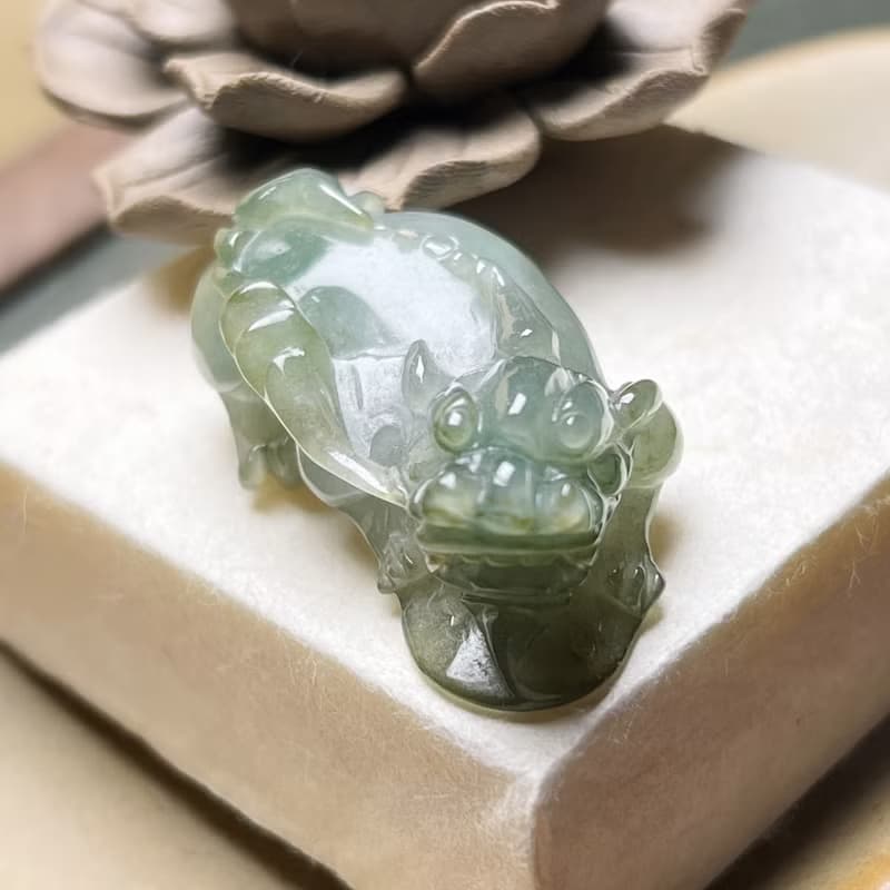 【招財神獸】冰種飄花翡翠貔貅 | 天然緬甸玉翡翠A貨 | 送禮