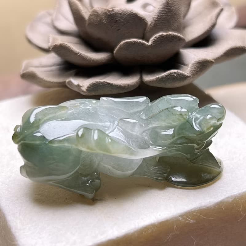 【招財神獸】冰種飄花翡翠貔貅 | 天然緬甸玉翡翠A貨 | 送禮