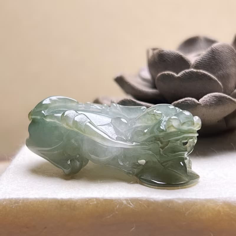 【招財神獸】冰種飄花翡翠貔貅 | 天然緬甸玉翡翠A貨 | 送禮