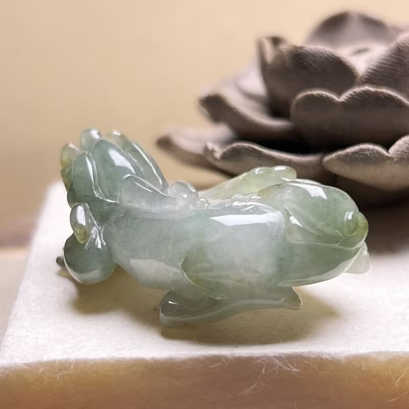【招財神獸】冰種飄花翡翠貔貅 | 天然緬甸玉翡翠A貨 | 送禮