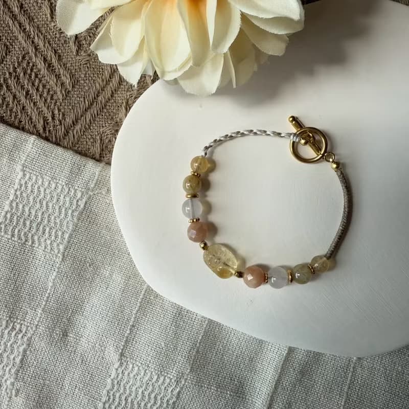 柔和黃水晶貔貅招財手鍊