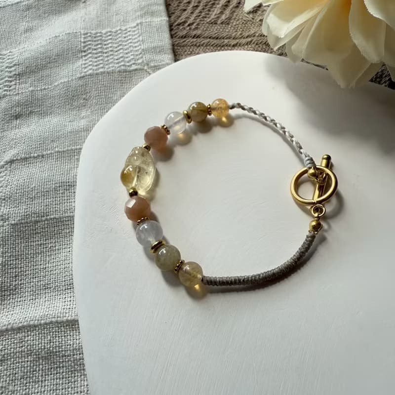 柔和黃水晶貔貅招財手鍊