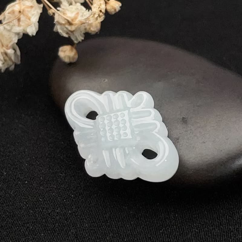 冰糯種翡翠吉祥結吊飾  | 天然緬甸玉翡翠A貨