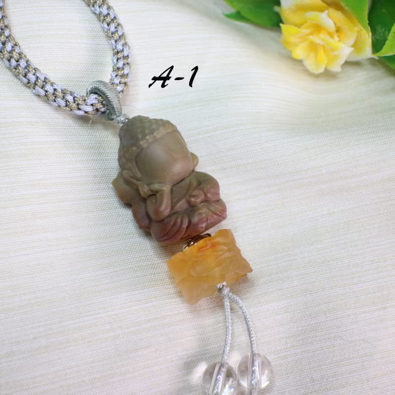 Six Cats 天然阿拉善 精雕 無相寶寶佛 編織包掛 吊飾 禮物