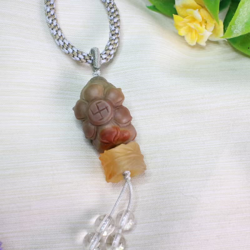 Six Cats 天然阿拉善 精雕 無相寶寶佛 編織包掛 吊飾 禮物