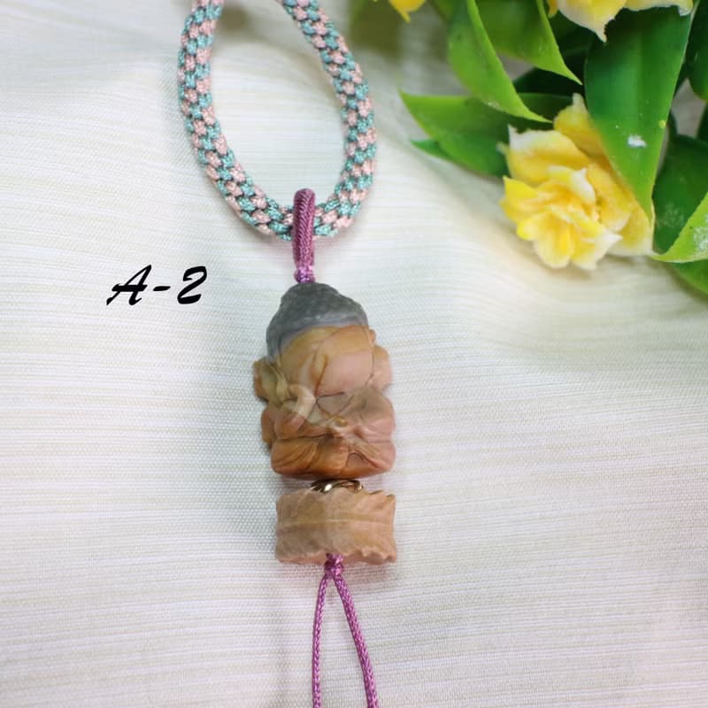 Six Cats 天然阿拉善 精雕 無相寶寶佛 編織包掛 吊飾 禮物