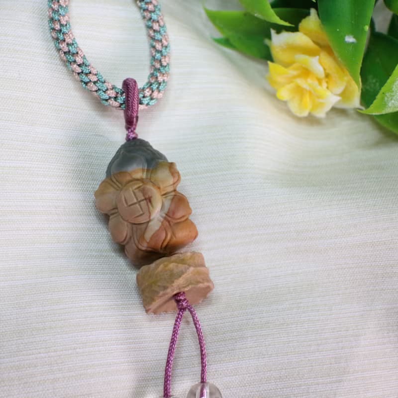 Six Cats 天然阿拉善 精雕 無相寶寶佛 編織包掛 吊飾 禮物