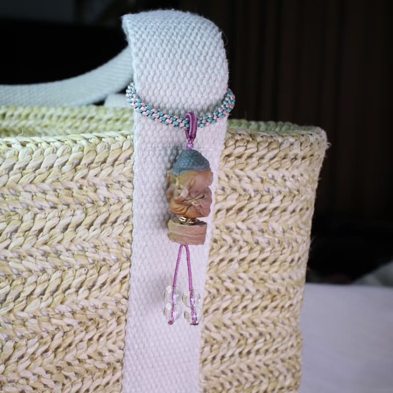 Six Cats 天然阿拉善 精雕 無相寶寶佛 編織包掛 吊飾 禮物