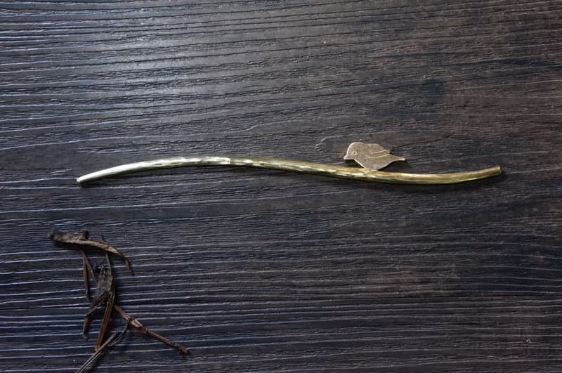 【溪山手作】手工黃銅制傳統簪刻喜鵲茶針茶撥擱架茶撥茶錐
