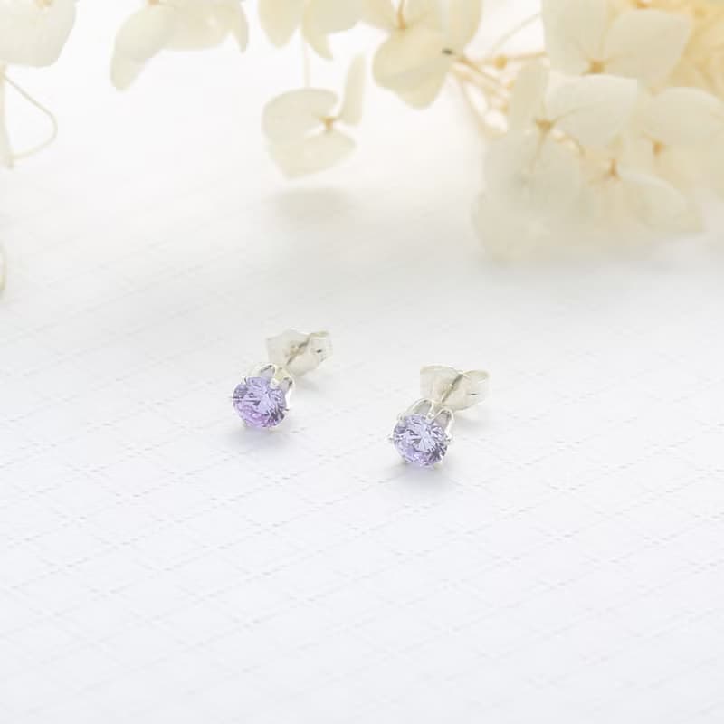 【Angel & Me】六爪 皇冠 5mm 瑞士 彩鑽 單鑽鋯石 s925純銀耳環