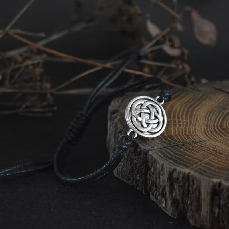 凱爾特結黑色棉繩手鍊男士女士手鍊巫術首飾