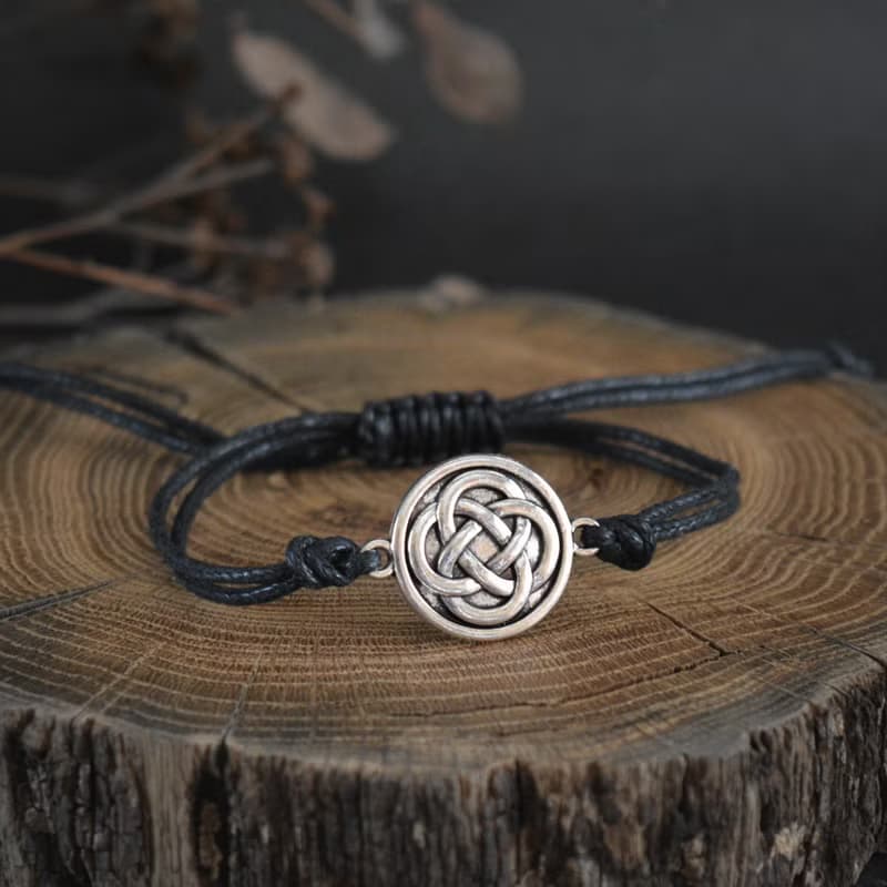 凱爾特結黑色棉繩手鍊男士女士手鍊巫術首飾