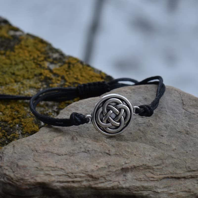 凱爾特結黑色棉繩手鍊男士女士手鍊巫術首飾