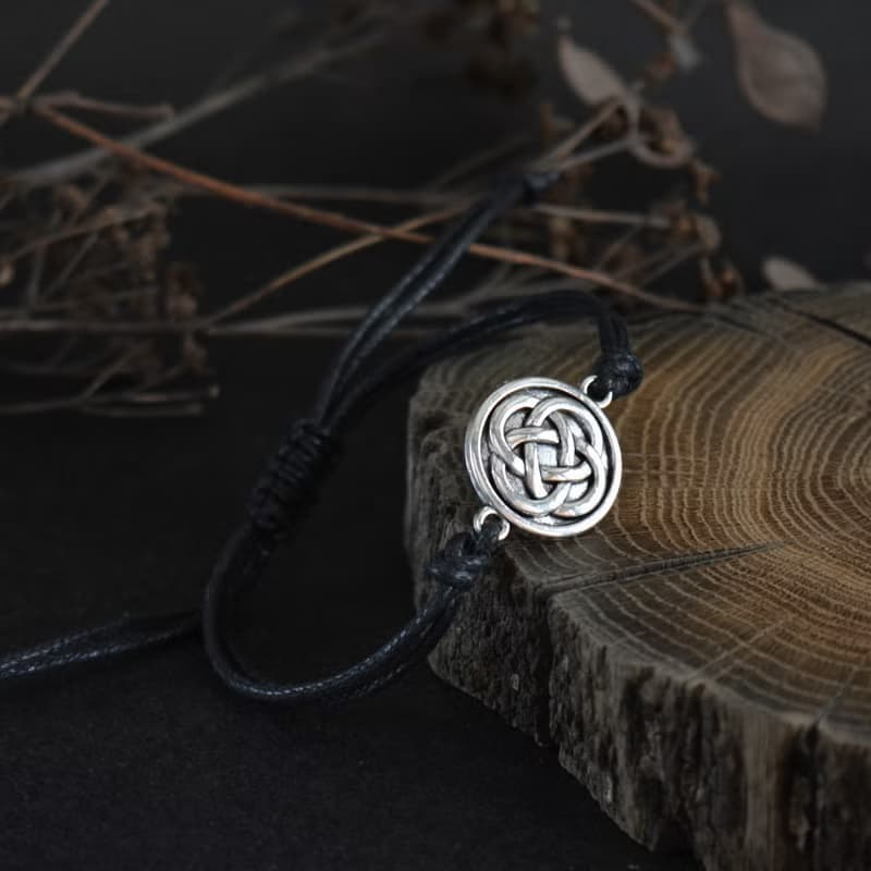 凱爾特結黑色棉繩手鍊男士女士手鍊巫術首飾