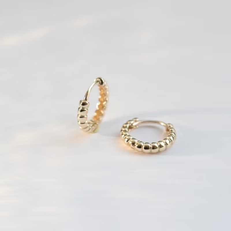 14K 金珠珠耳扣耳環 (單個 ) (內徑 7mm )