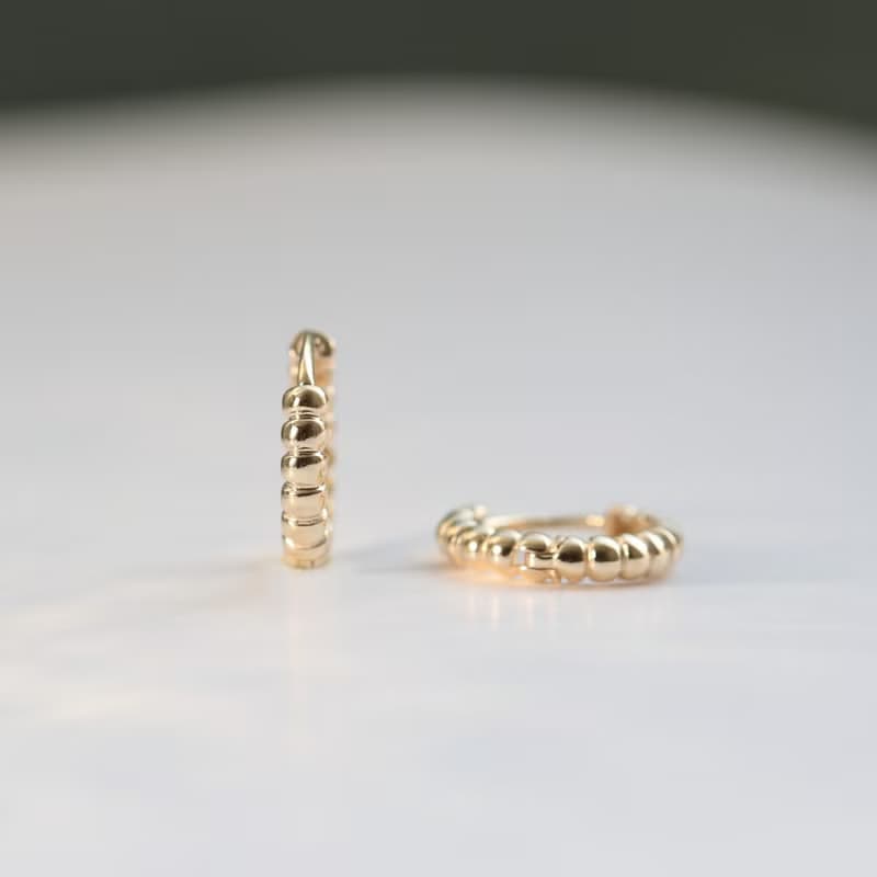 14K 金珠珠耳扣耳環 (單個 ) (內徑 7mm )