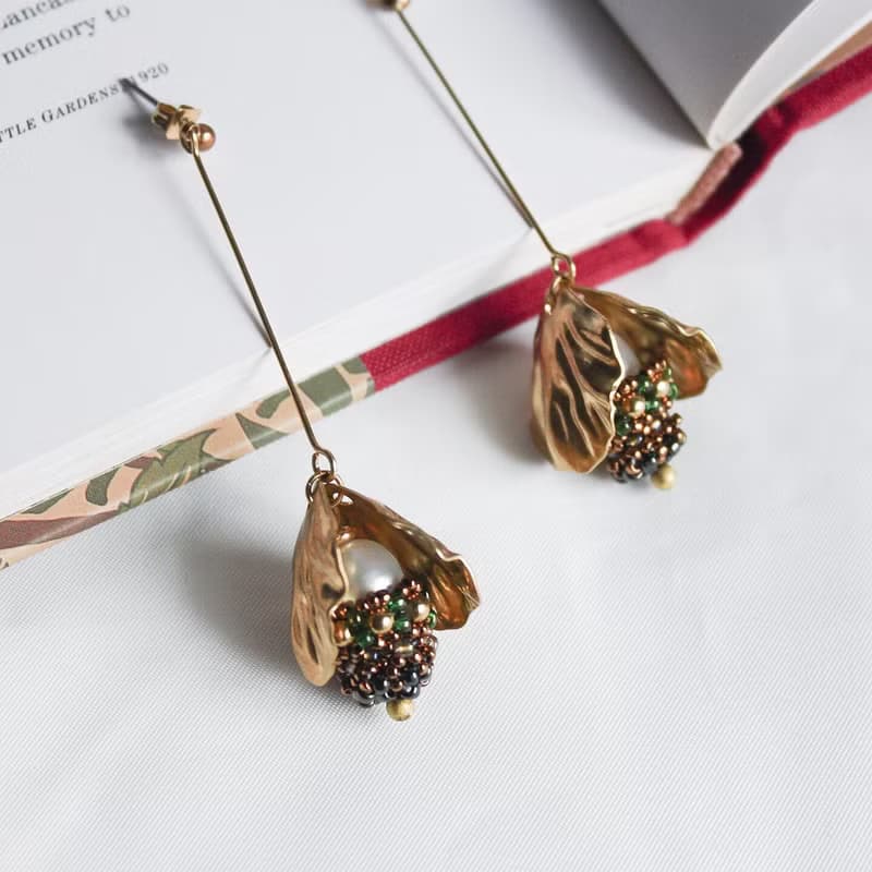 仲夏 編織耳環 黃銅 淡水珍珠 日本珠 禮物