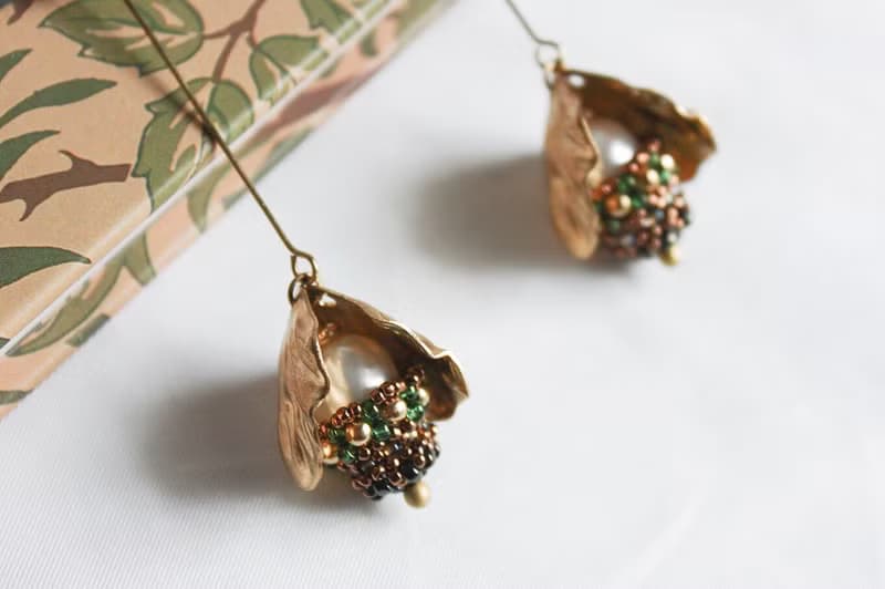 仲夏 編織耳環 黃銅 淡水珍珠 日本珠 禮物