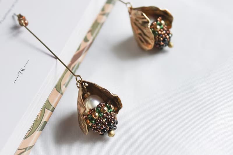 仲夏 編織耳環 黃銅 淡水珍珠 日本珠 禮物