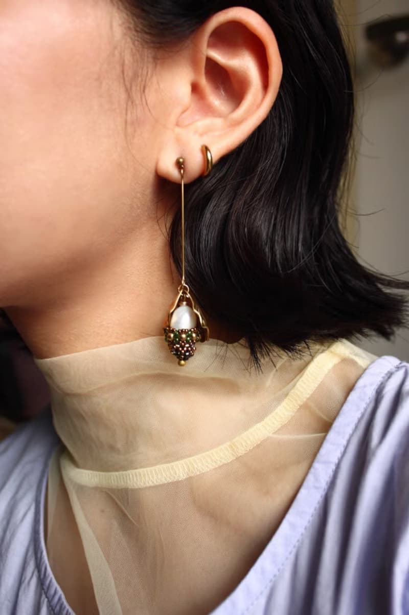 仲夏 編織耳環 黃銅 淡水珍珠 日本珠 禮物