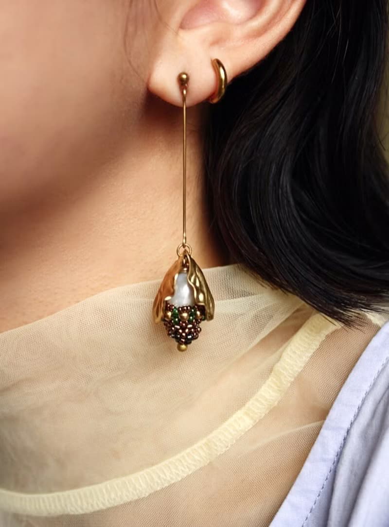 仲夏 編織耳環 黃銅 淡水珍珠 日本珠 禮物