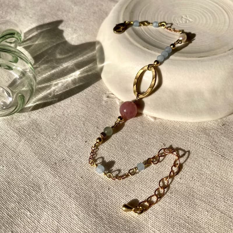 老林雜貨 | 糖果配色黃銅橢圓圈手鍊