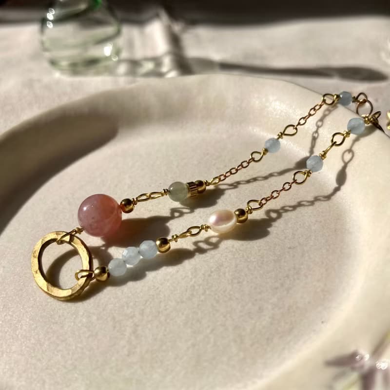 老林雜貨 | 糖果配色黃銅橢圓圈手鍊
