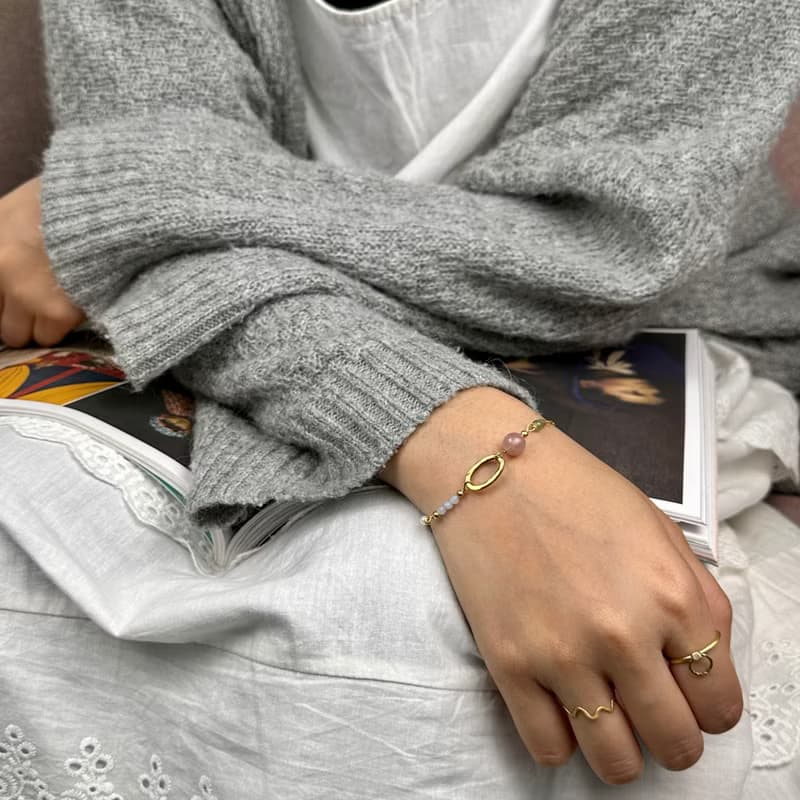 老林雜貨 | 糖果配色黃銅橢圓圈手鍊