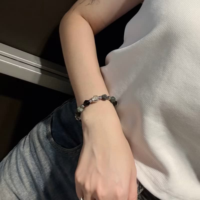 Mimis設計款 翠菱光影 胎毛水晶手鍊
