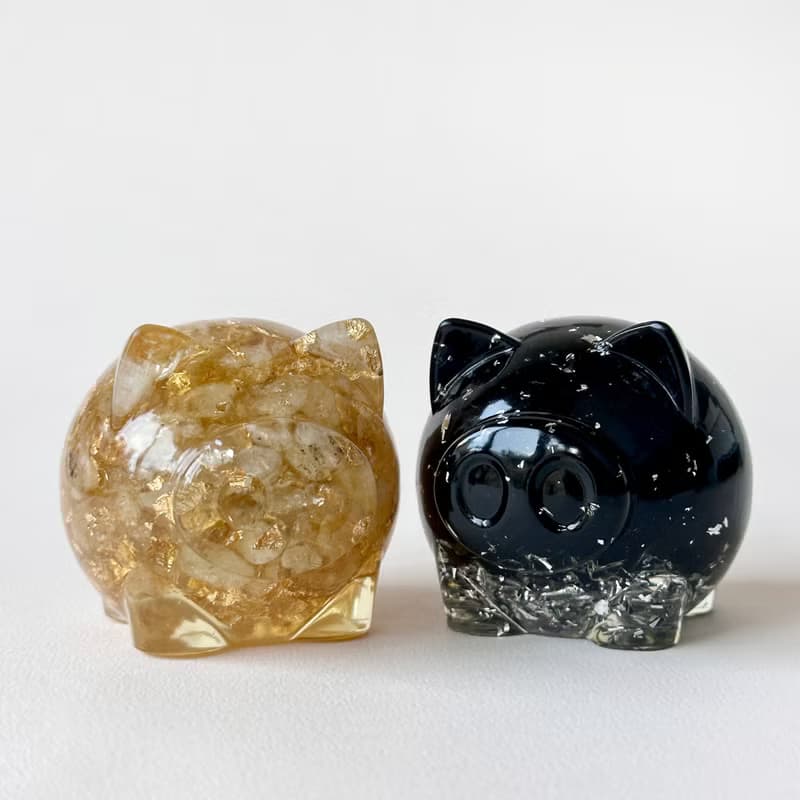 水晶 發財豬 L號 | 生日禮物 招財擺飾 | 黃水晶 粉水晶 黑曜石