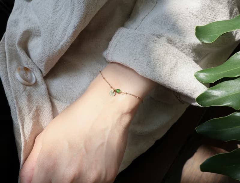 圓氐  綻放永恆 清青翠綠瑪瑙細手鍊