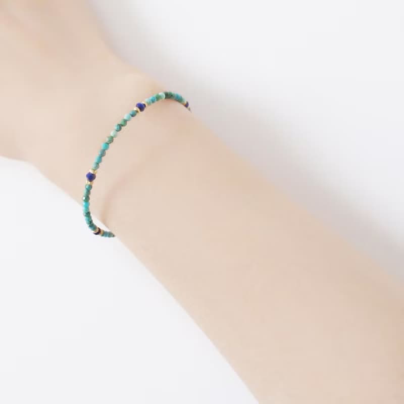 天然ターコイズとラピスラズリのワイヤーブレスレット