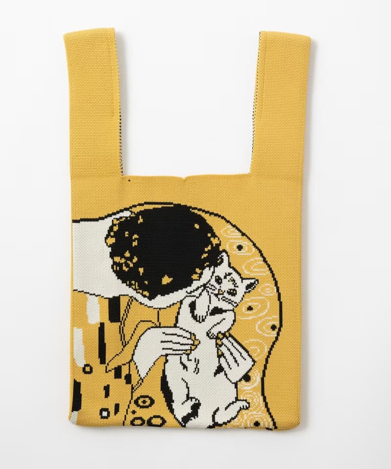 Jubilee ニットトートバッグ 大きめマルシェサイズ 猫 Yellow