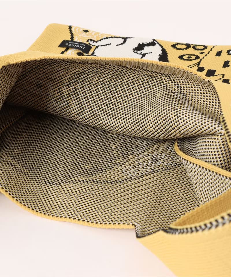 Jubilee ニットトートバッグ 大きめマルシェサイズ 猫 Yellow