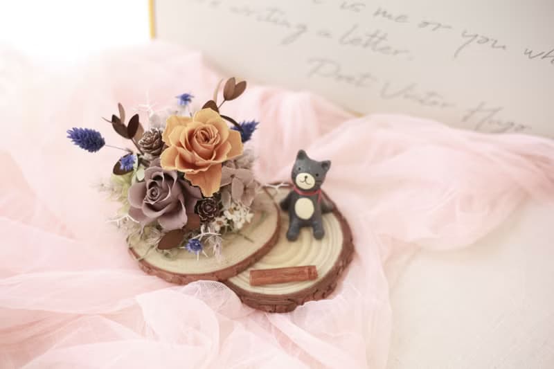 靜謐時光。永生花片座 擺飾 桌上擺設 送禮