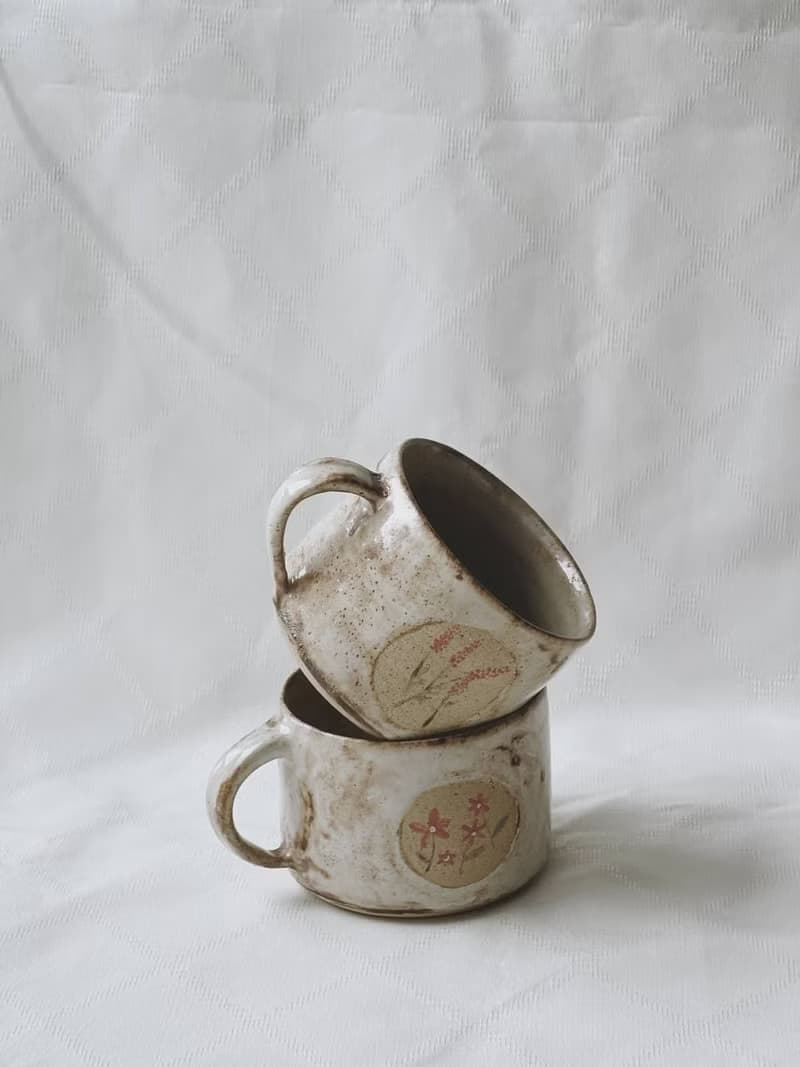 White Earthenware Botanical Mini Mug