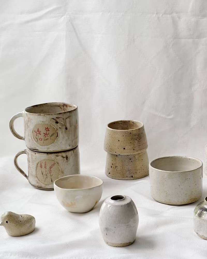 White Earthenware Botanical Mini Mug