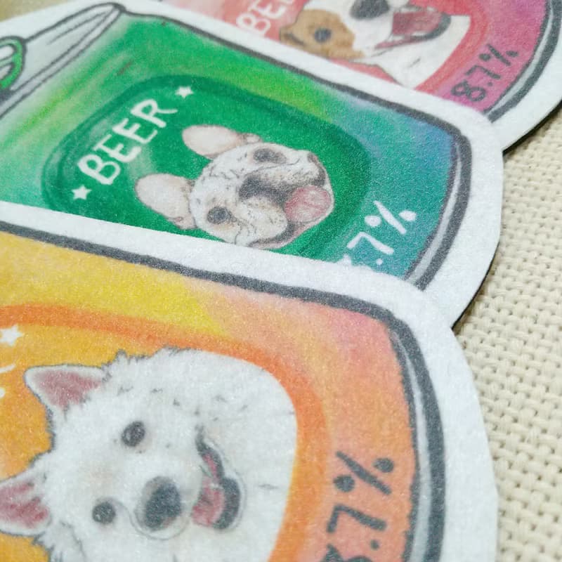 狐狸犬-啤酒-不織布杯墊-吸水杯墊